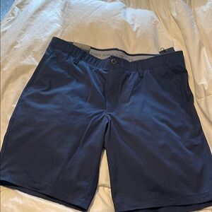 Under Armour Blue Flat Front Shorts with Textured Fabric